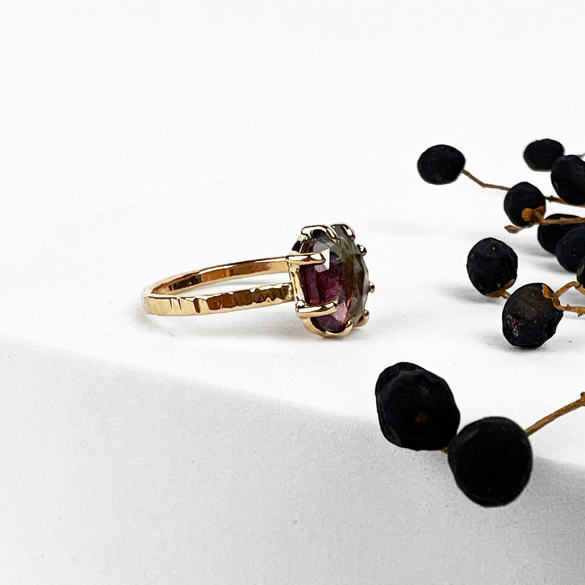 14k Yellow Watermelon Tourmaline Ring - Mettle by Abby