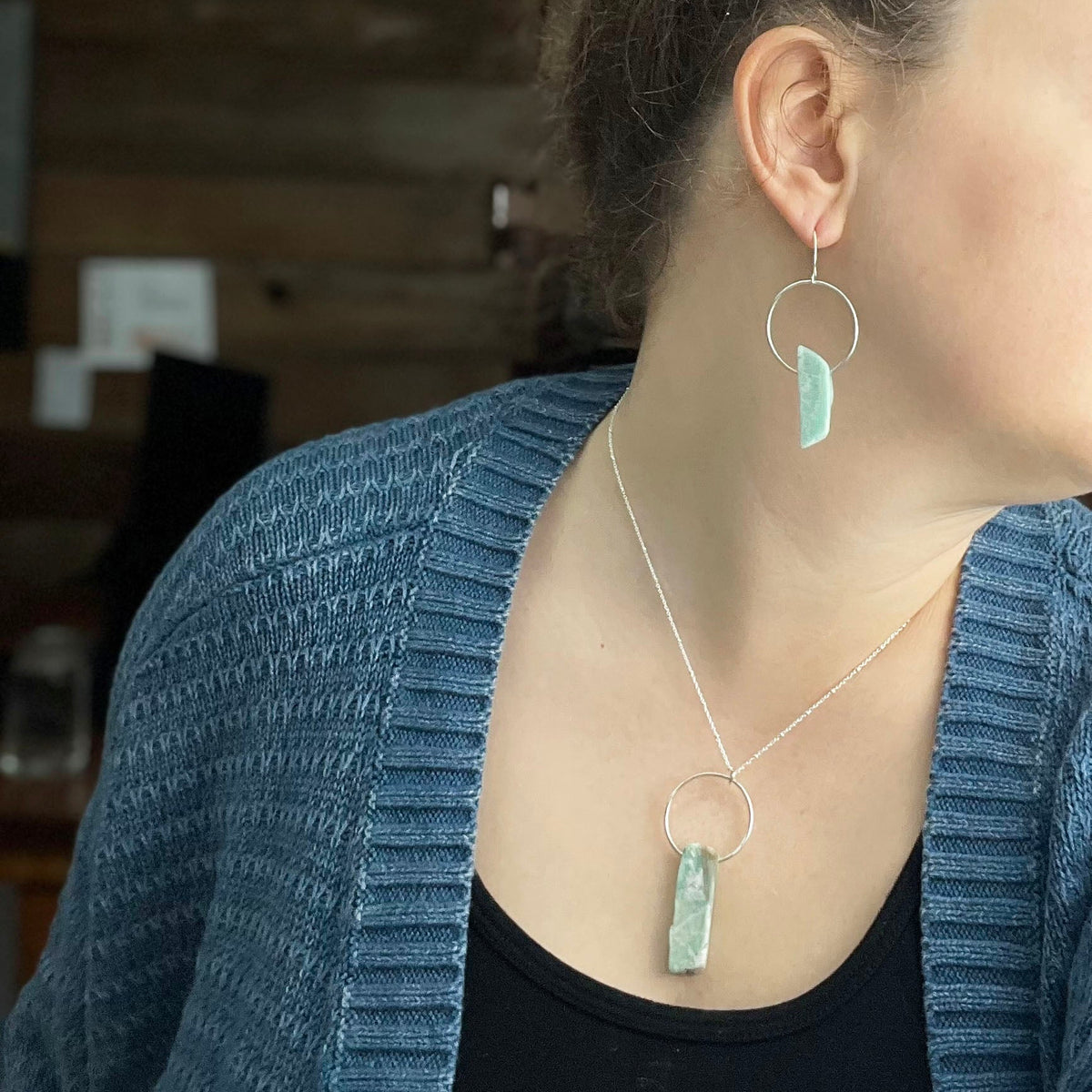 Amazonite Hoop Earrings - Mettle by Abby