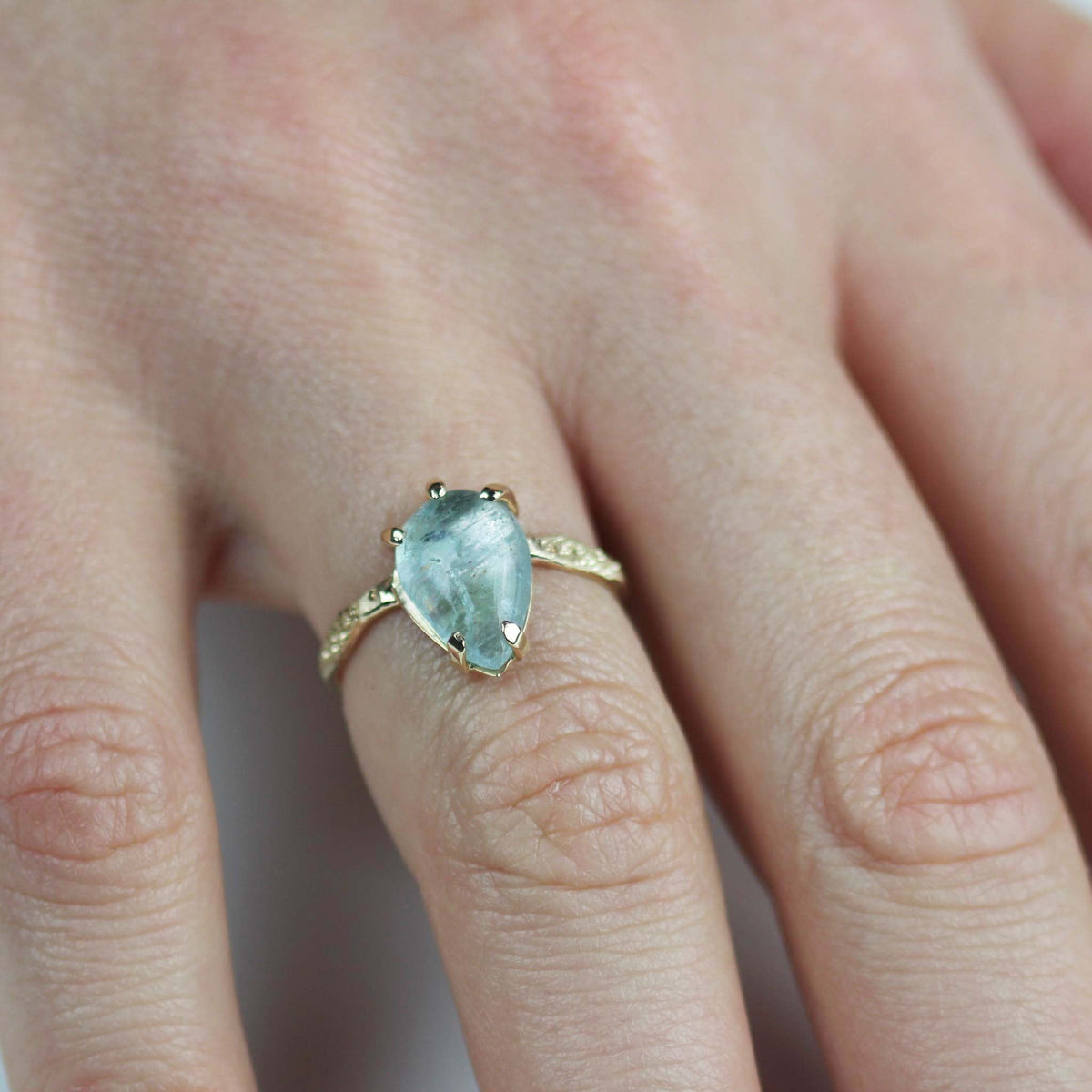 Aquamarine Stardust Ring 14k Yellow Gold - Mettle by Abby