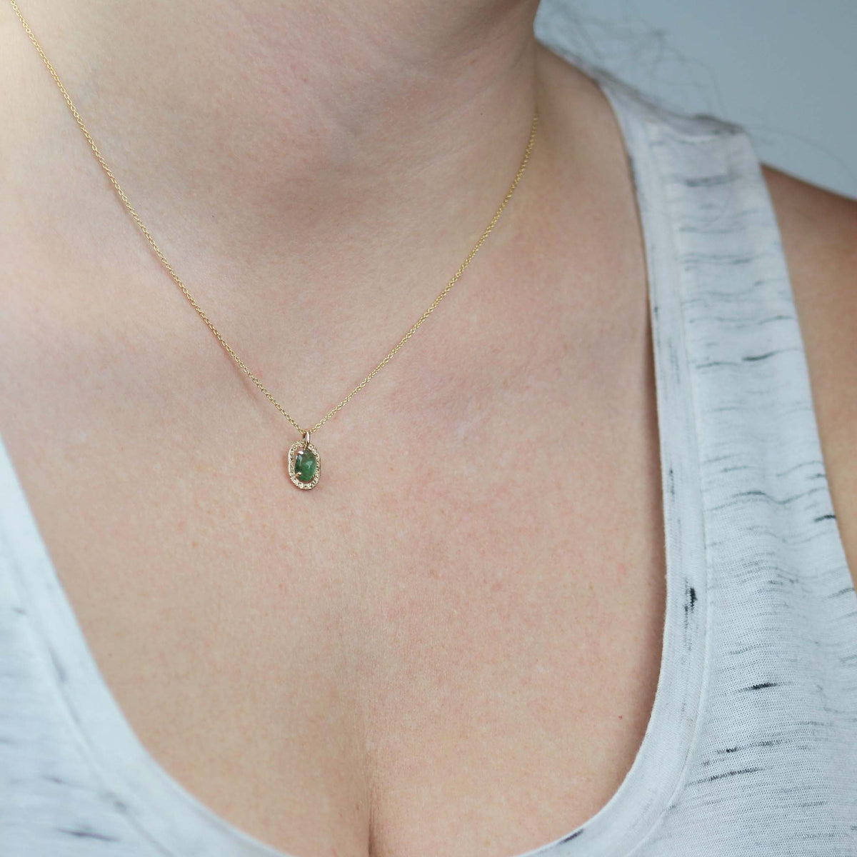 Emerald Stardust Necklace 14k Yellow Gold - Mettle by Abby