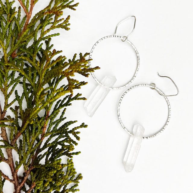 Quartz Crystal Hoops - Mettle by Abby