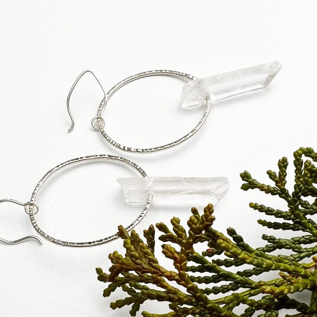 Quartz Crystal Hoops - Mettle by Abby