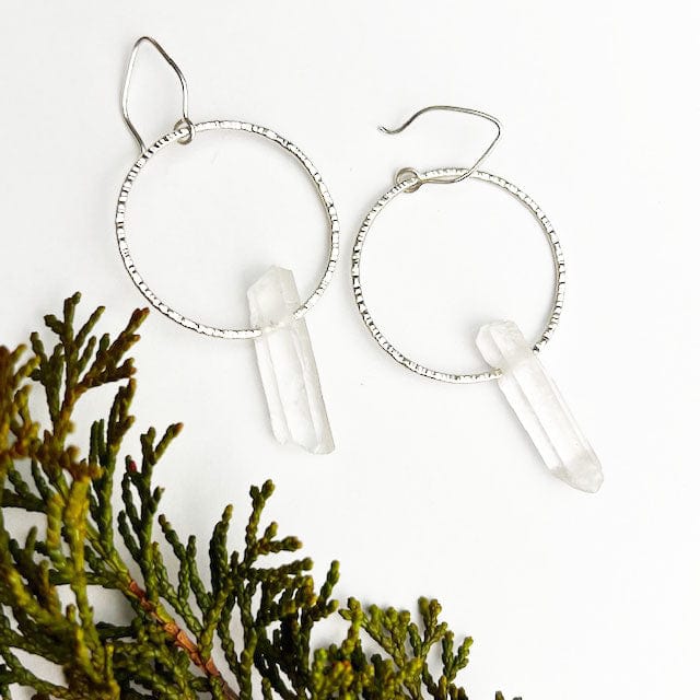 Quartz Crystal Hoops - Mettle by Abby