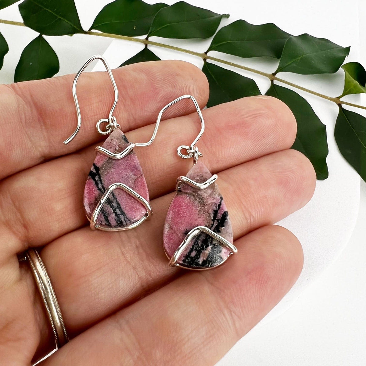 Rhodonite Winds Earrings - Mettle by Abby