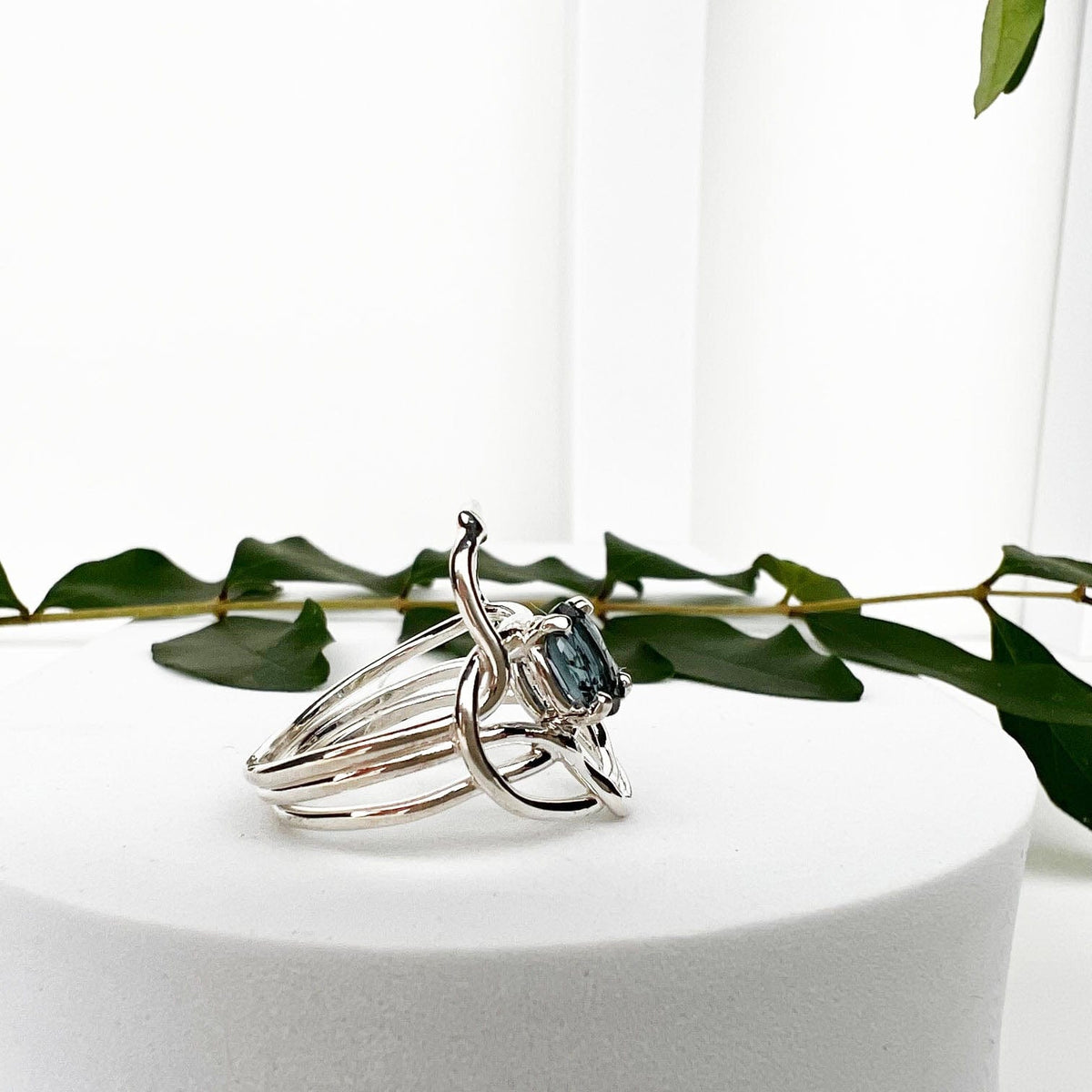 Silver London Blue Topaz Entwined Ring - Mettle by Abby