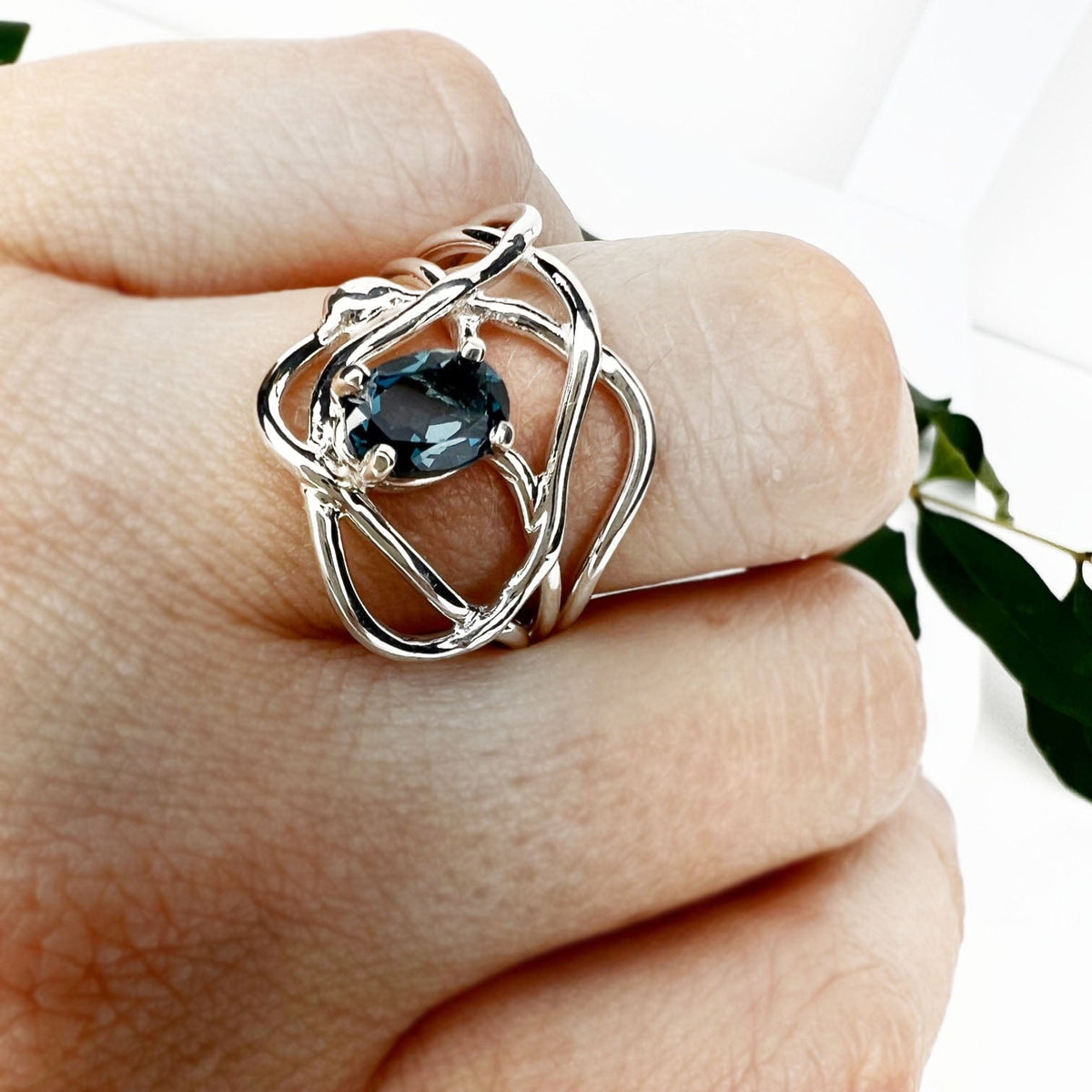 Silver London Blue Topaz Wrap Ring - Mettle by Abby