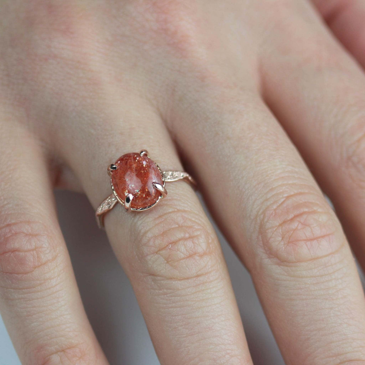Stardust Sunstone Ring 14k Rose Gold - Mettle by Abby