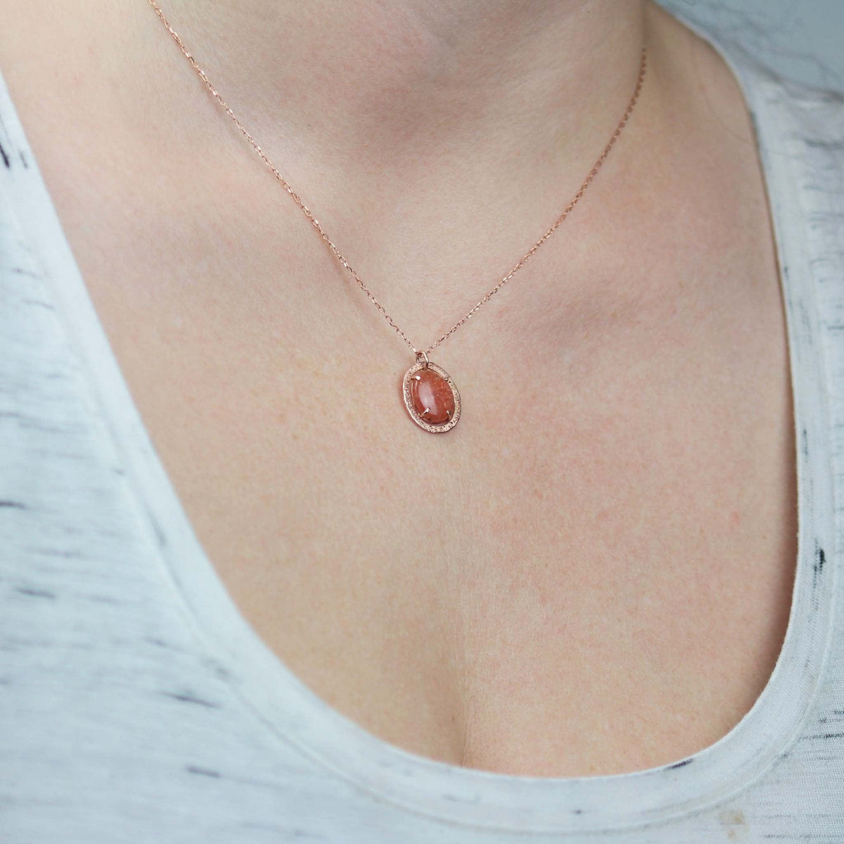 Sunstone Stardust Necklace 14k Rose Gold - Mettle by Abby
