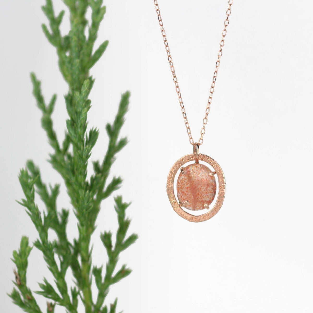 Sunstone Stardust Necklace 14k Rose Gold - Mettle by Abby