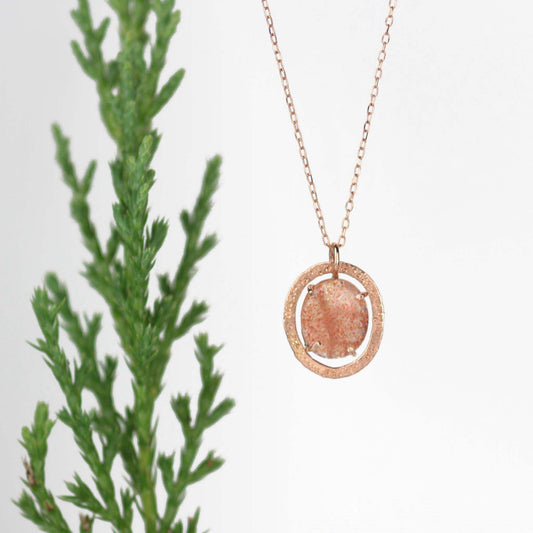Sunstone Stardust Necklace 14k Rose Gold - Mettle by Abby