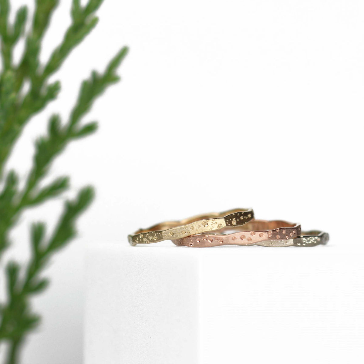 Three Stardust Stacking Bands 14k Gold - Mettle by Abby