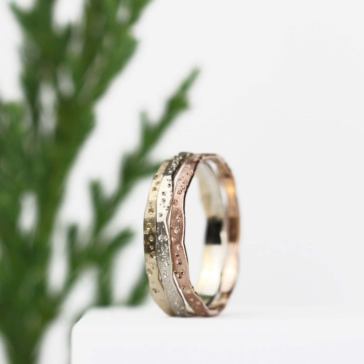 Three Stardust Stacking Bands 14k Gold - Mettle by Abby