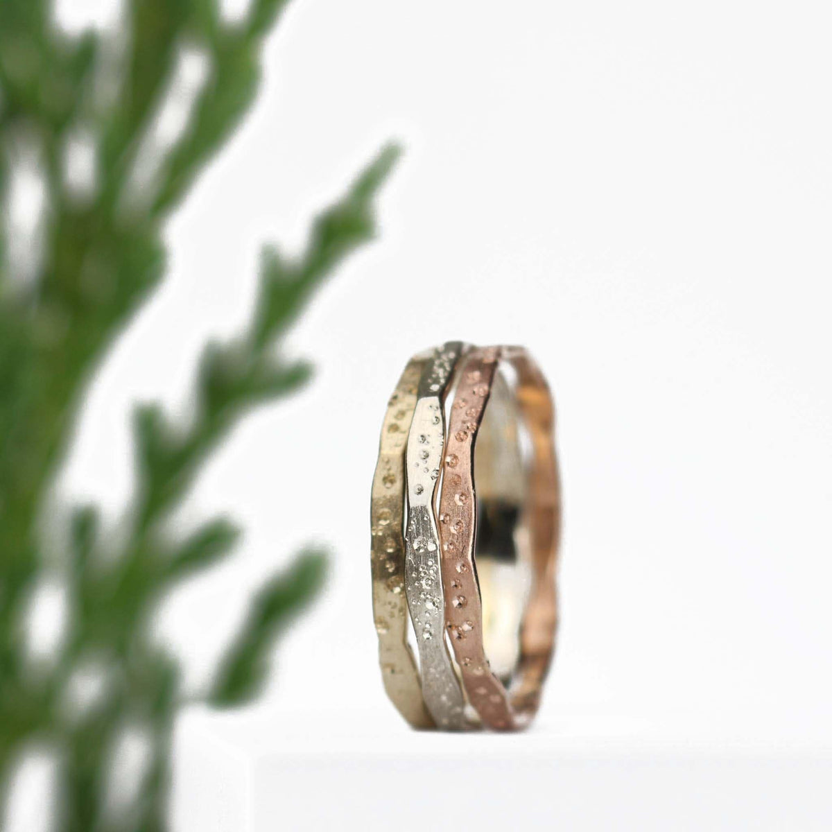 Three Stardust Stacking Bands 14k Gold - Mettle by Abby