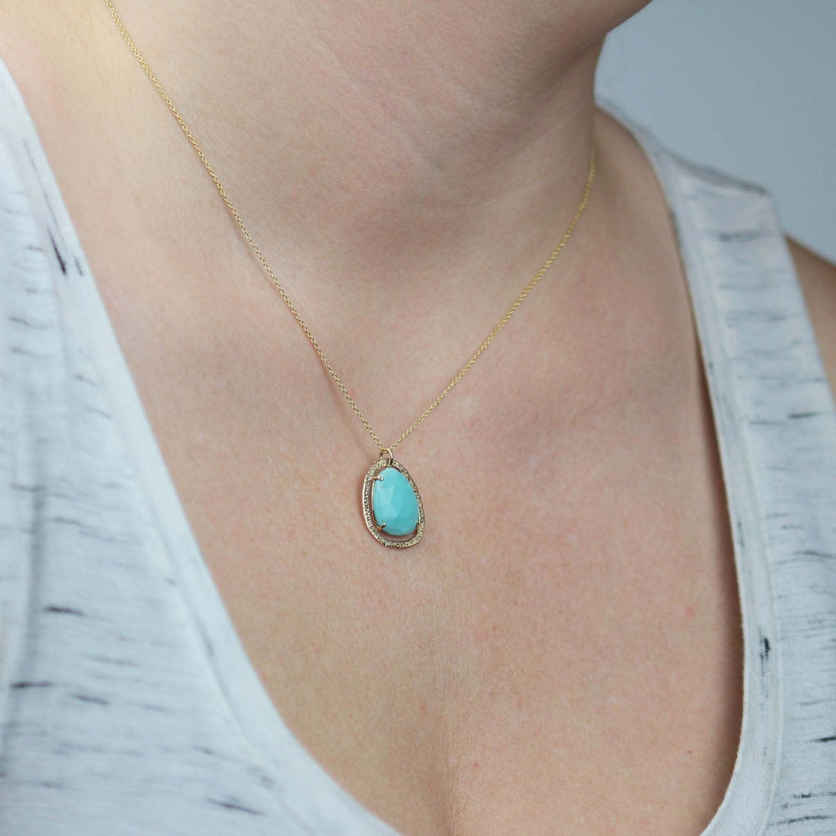 Turquoise Stardust Necklace 14k Yellow Gold - Mettle by Abby