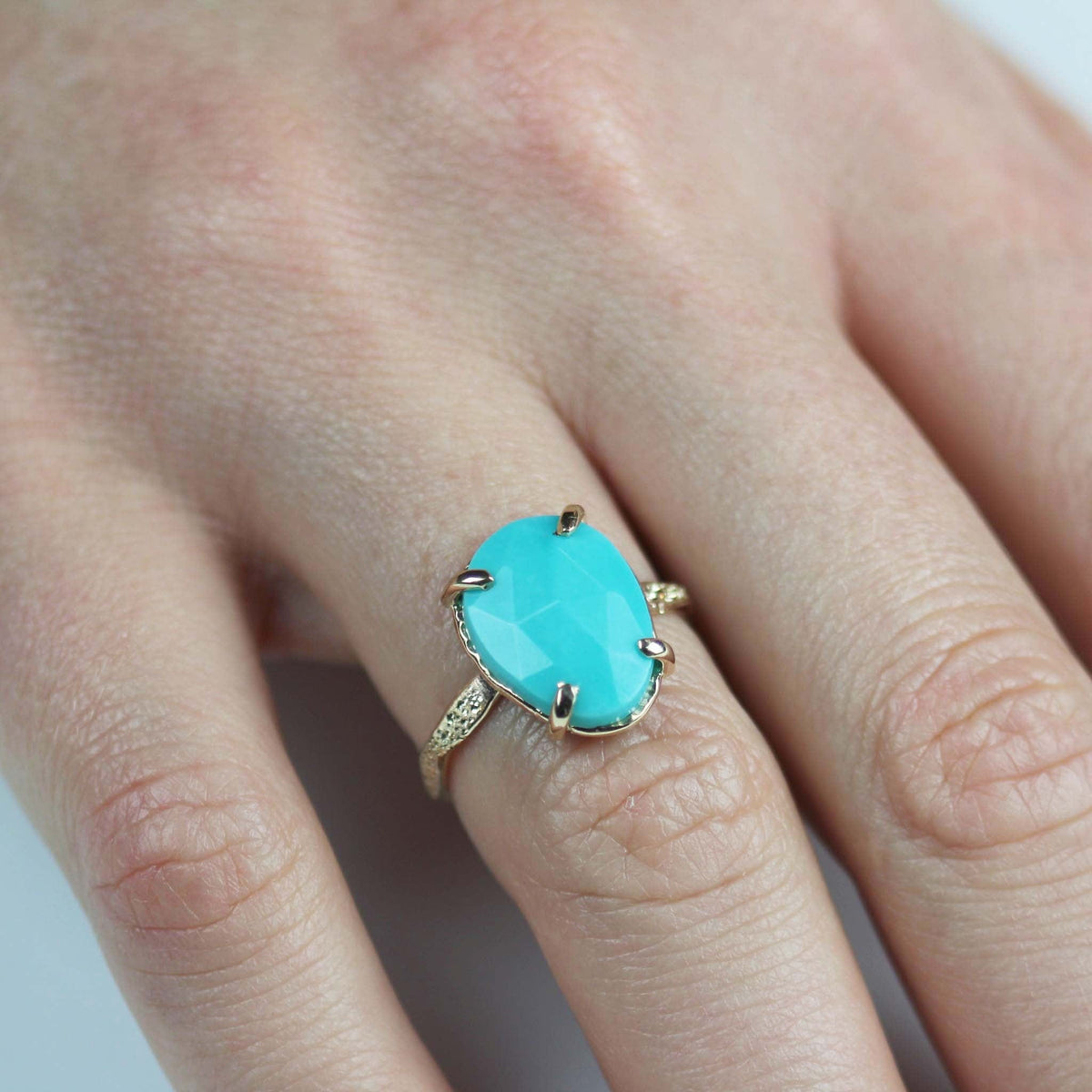 Turquoise Stardust Ring 14k Yellow Gold - Mettle by Abby